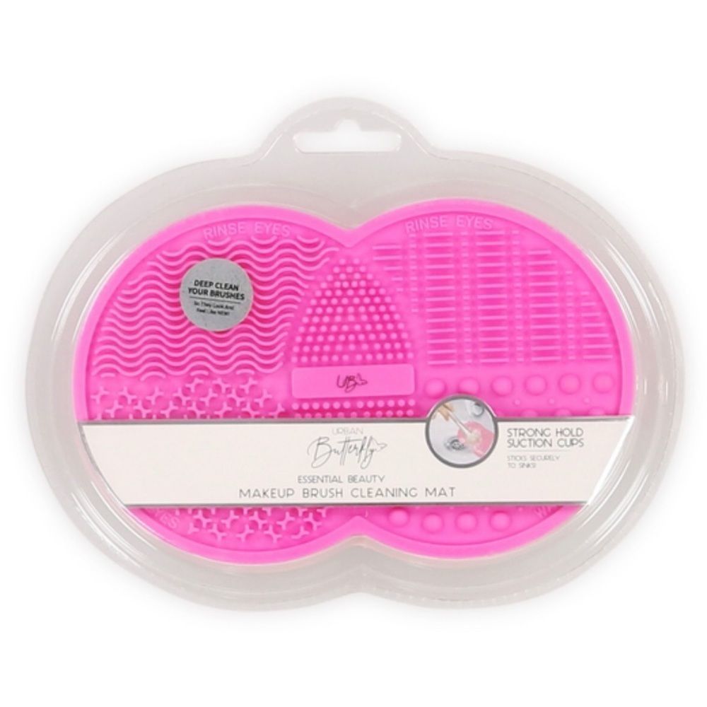 Pink Silicone Makeup Brush Cleaning Mat with Suction Cups